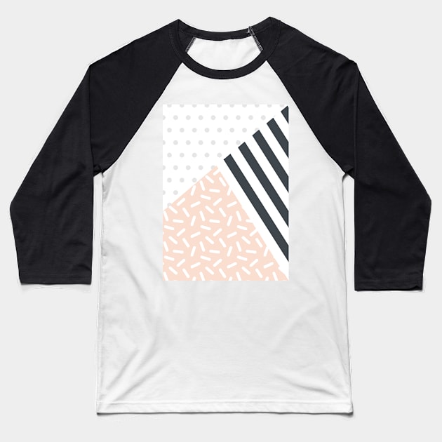 Random Geo - Dots Dashes and Stripes Baseball T-Shirt by Blue-Banana